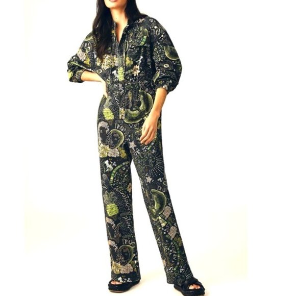FARM Rio X Anthropologie Borogodo Green Jumpsuit - Picture 3 of 14